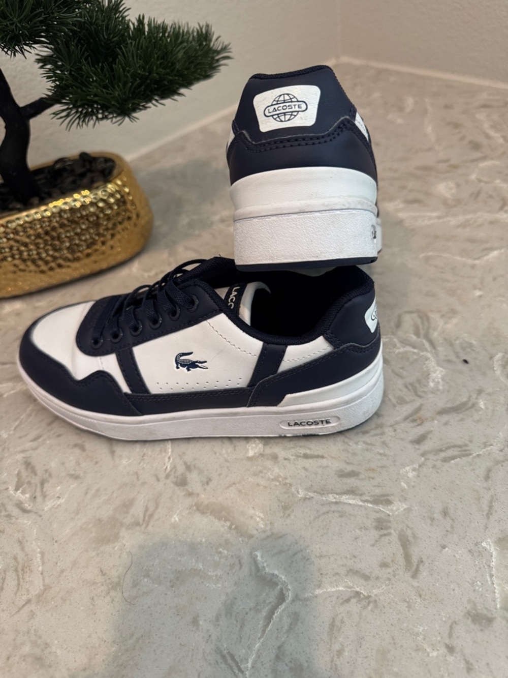 Lacoste Men’s Low-Top Sneakers in White & Navy - Picture 3 of 7